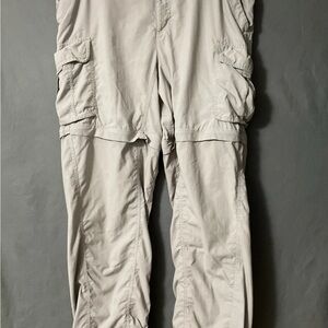 Columbia Titanium Mens Convertible Nylon Cargo Ripstop Pants Beige Size L 39x30